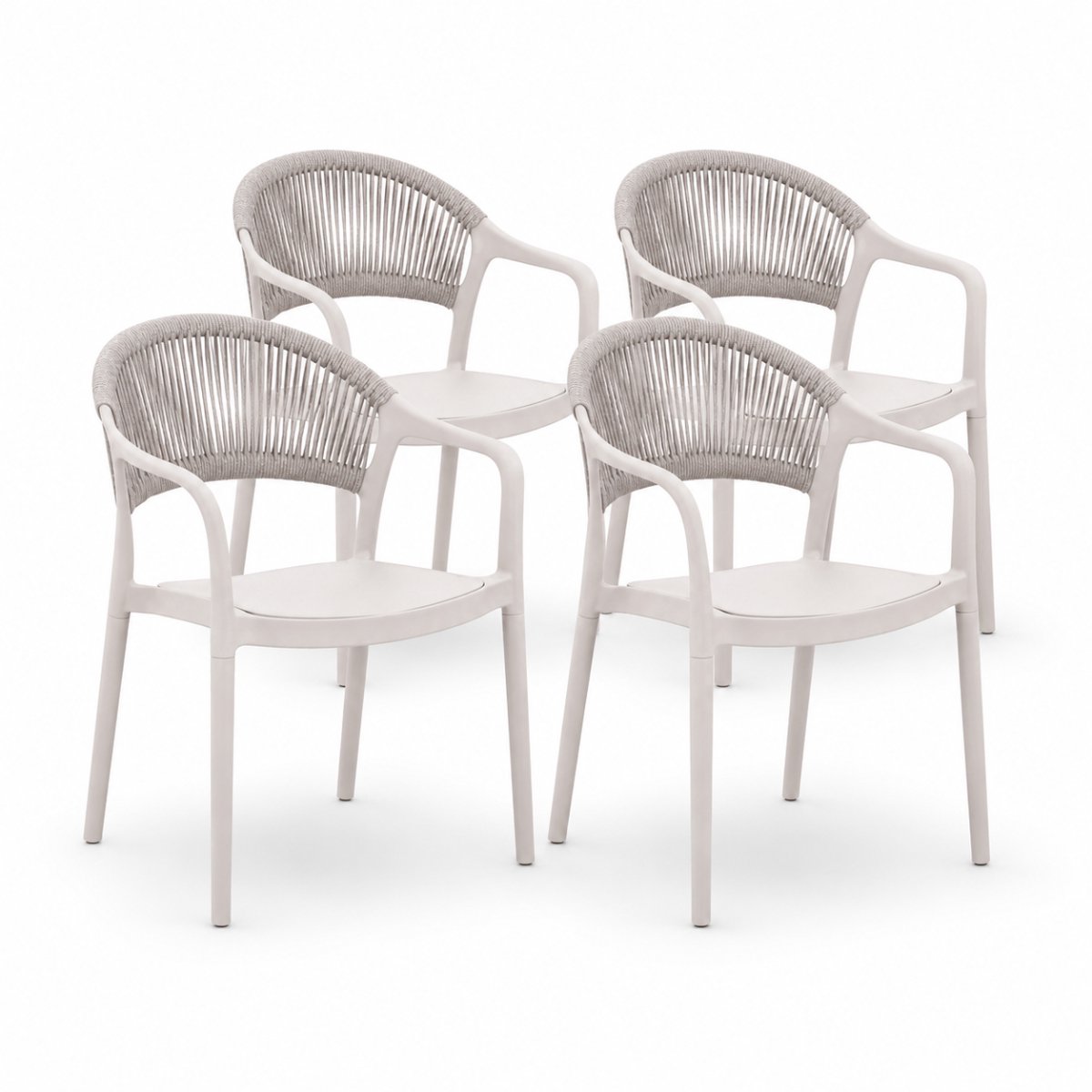 DS4U® - Liv tuinstoel - Set van 4 - Beige - Kunststof - Stapelbaar