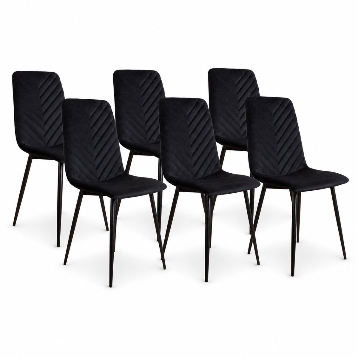 DS4U Gaby eetkamerstoel - Set van 6 - Zwart - Velvet