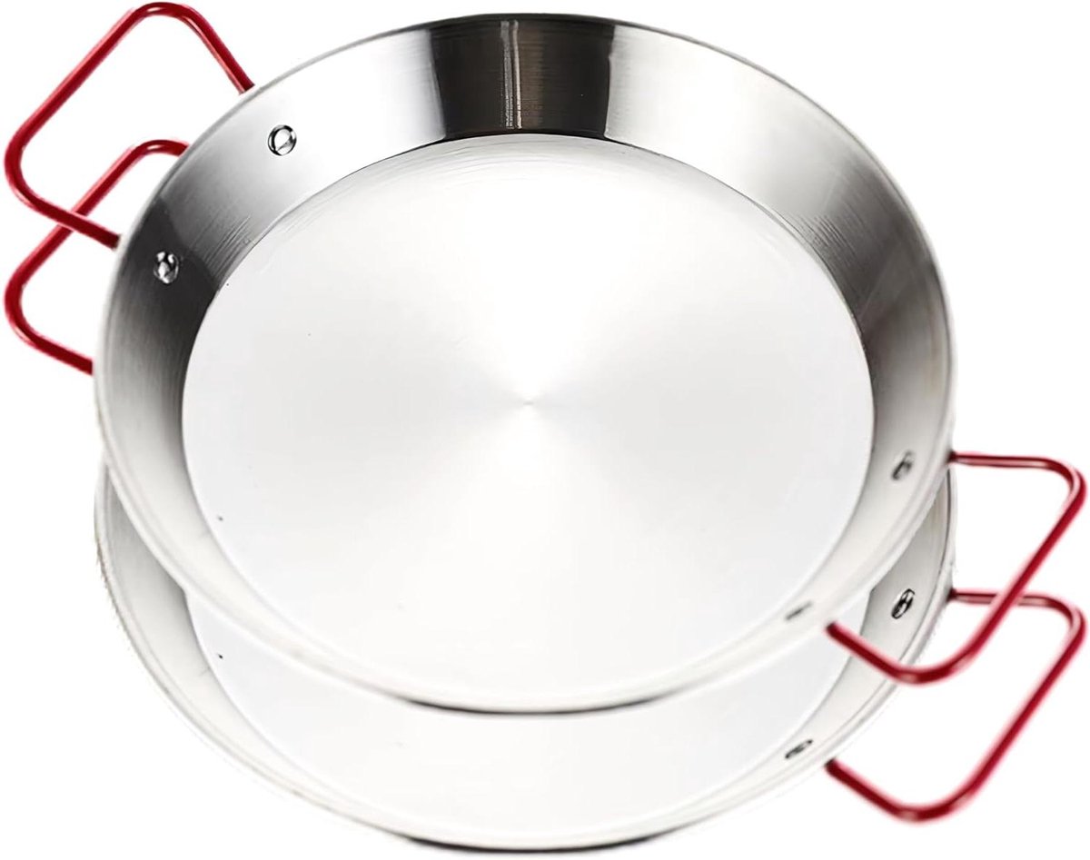 Paella Pan - Kookpan Roestvrijstaal - Gerechten Bereiden - Antiaanbaklaag - 28 cm - Zilver