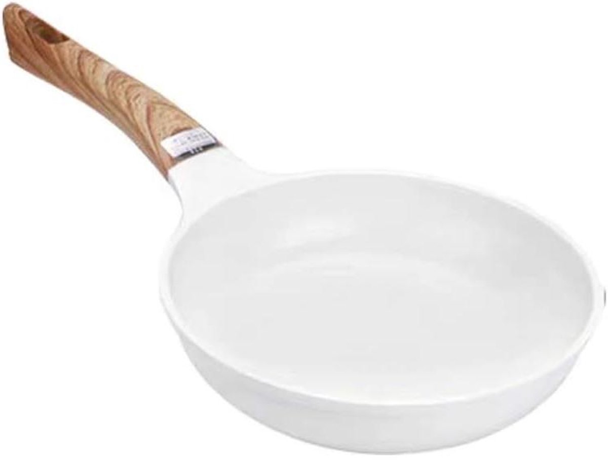 Keramische Koekenpan Antiaanbakpan Dagelijks Koken Vijflaags Gietwerk 28 cm Wit