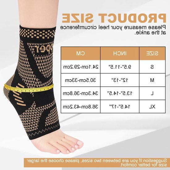 2-Pack Elastische Enkelbandages voor Sporten zoals Hardlopen, Boksen en Voetbal - Orthopedische Ondersteuning voor Mannen en Vrouwen (Zwart en Oranje, S) — afbeelding 5