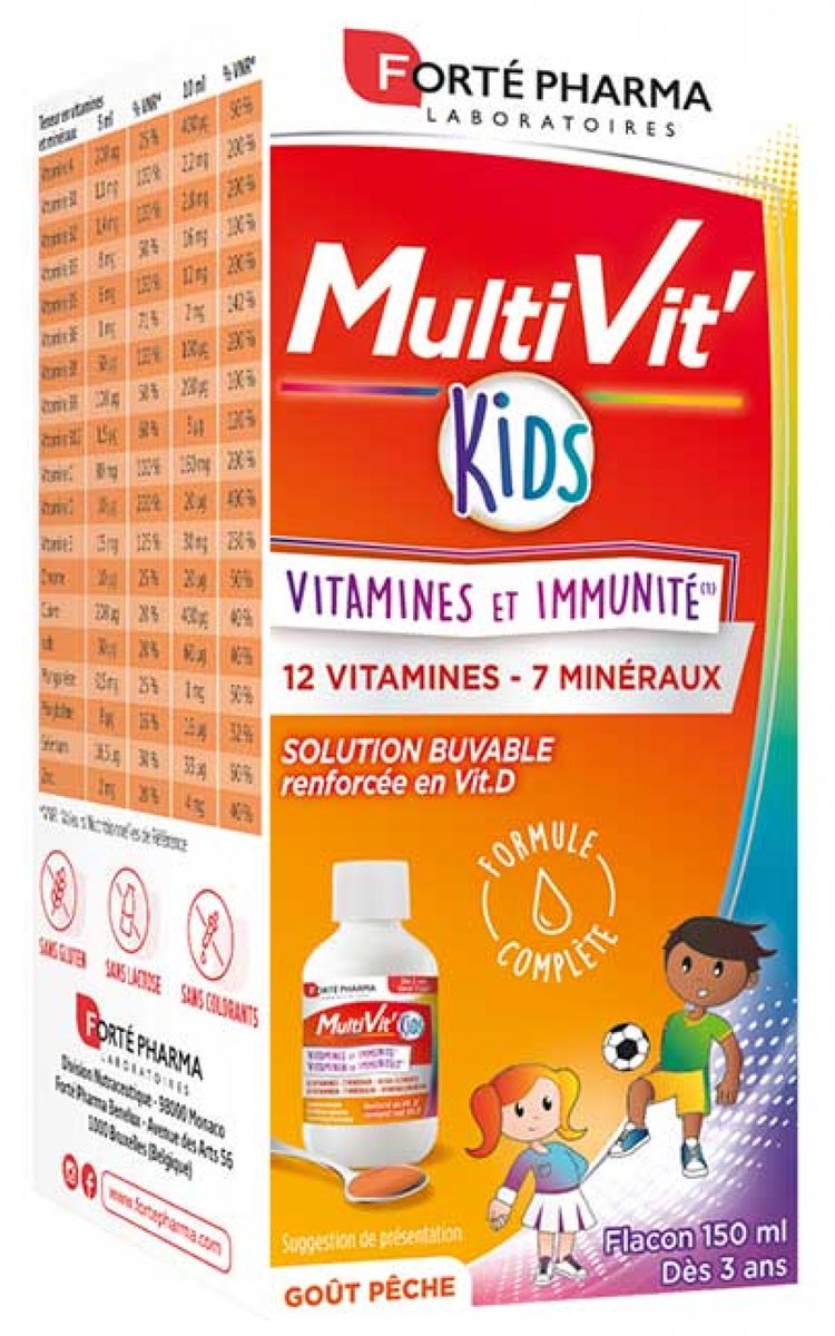 Forté Pharma MultiVit'Kids Vitamines en Immuniteitssiroop 150 ml