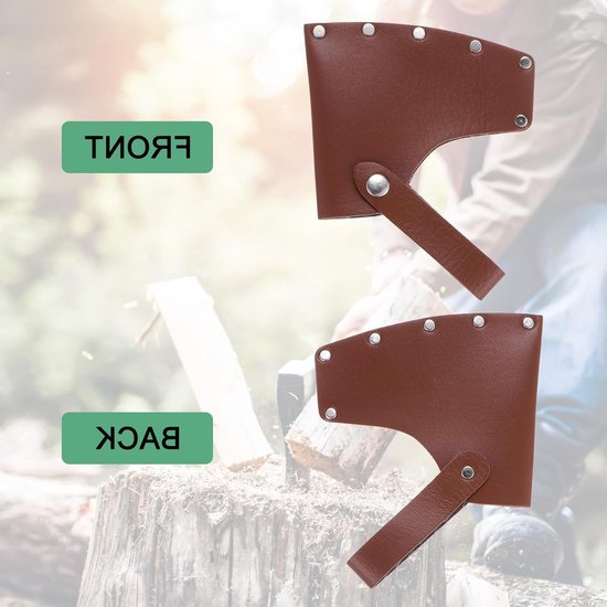 Leren bijlenscherm voor 1 lb bijl, dubbele snap sluiting, draagbaar en perfect voor buitenactiviteiten, bescherming voor bijlkop en bijlblade — afbeelding 4
