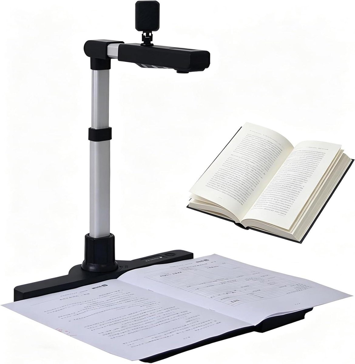 Documentcamera Boekscanner - Visualizer Scanner - Snel Scannen Documenten - Dubbele HD Lens - A3 tot A5 - Zwart