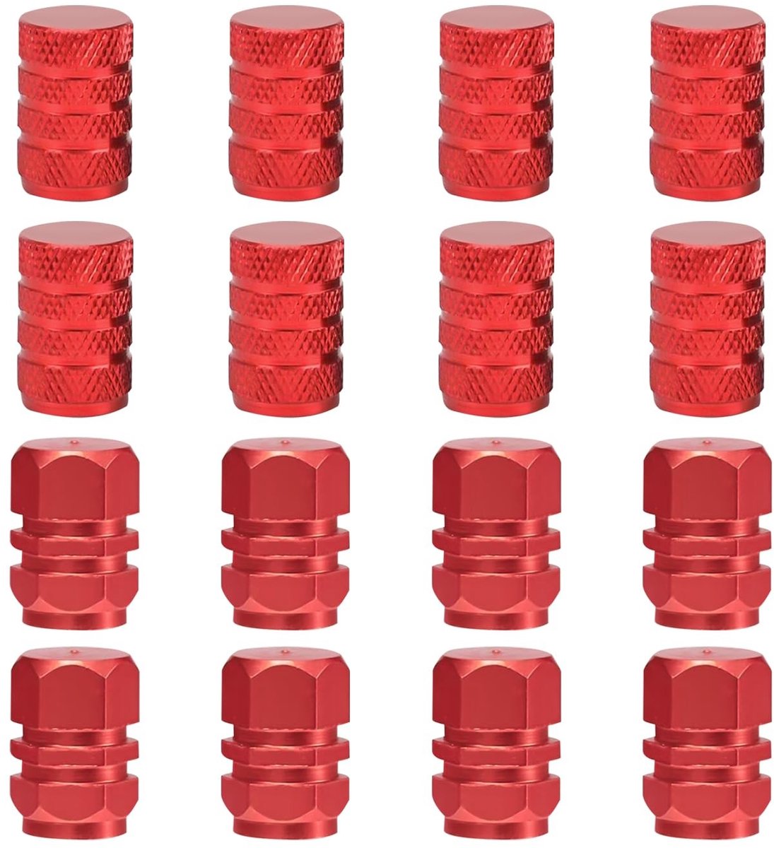 Dailygoods- Bandenaccessoires 16-delig - Ventieldoppen Auto - Rubberen/Aluminium - Zeskantige/Schoefdraad - Corrosiebestendig - Stofbescherming