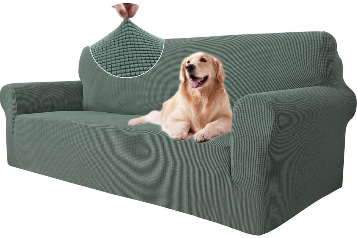 Dailygoods- Bankhoes Stretch - Krasbestendig - Universele Meubelhoes - Elastische Sofahoes - Lichtgroen - Hoogwaardige Materialen