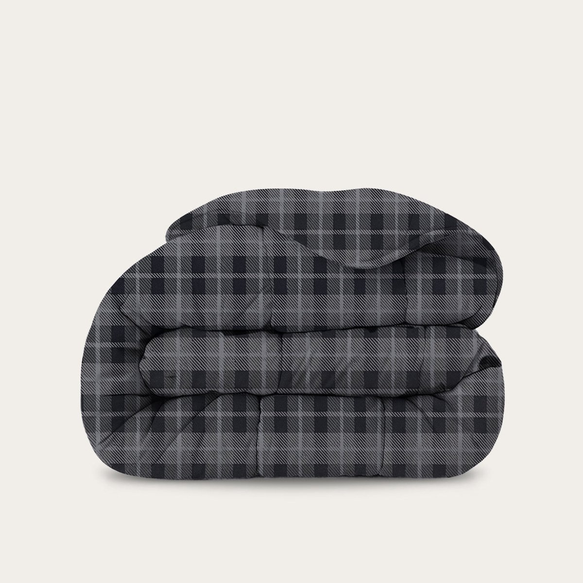 HappyBed Dekbed zonder overtrek 200x220 - Bedrukt dekbed zonder hoes - Hoesloos Dekbed met Print - Wasbaar - Tweepersoonsdekbed - Grey Tartan