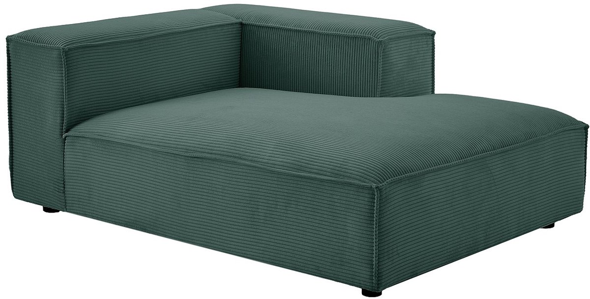 Vente-unique Chaise longue met rechte armleuning in groen ribfluweel RUZOLO