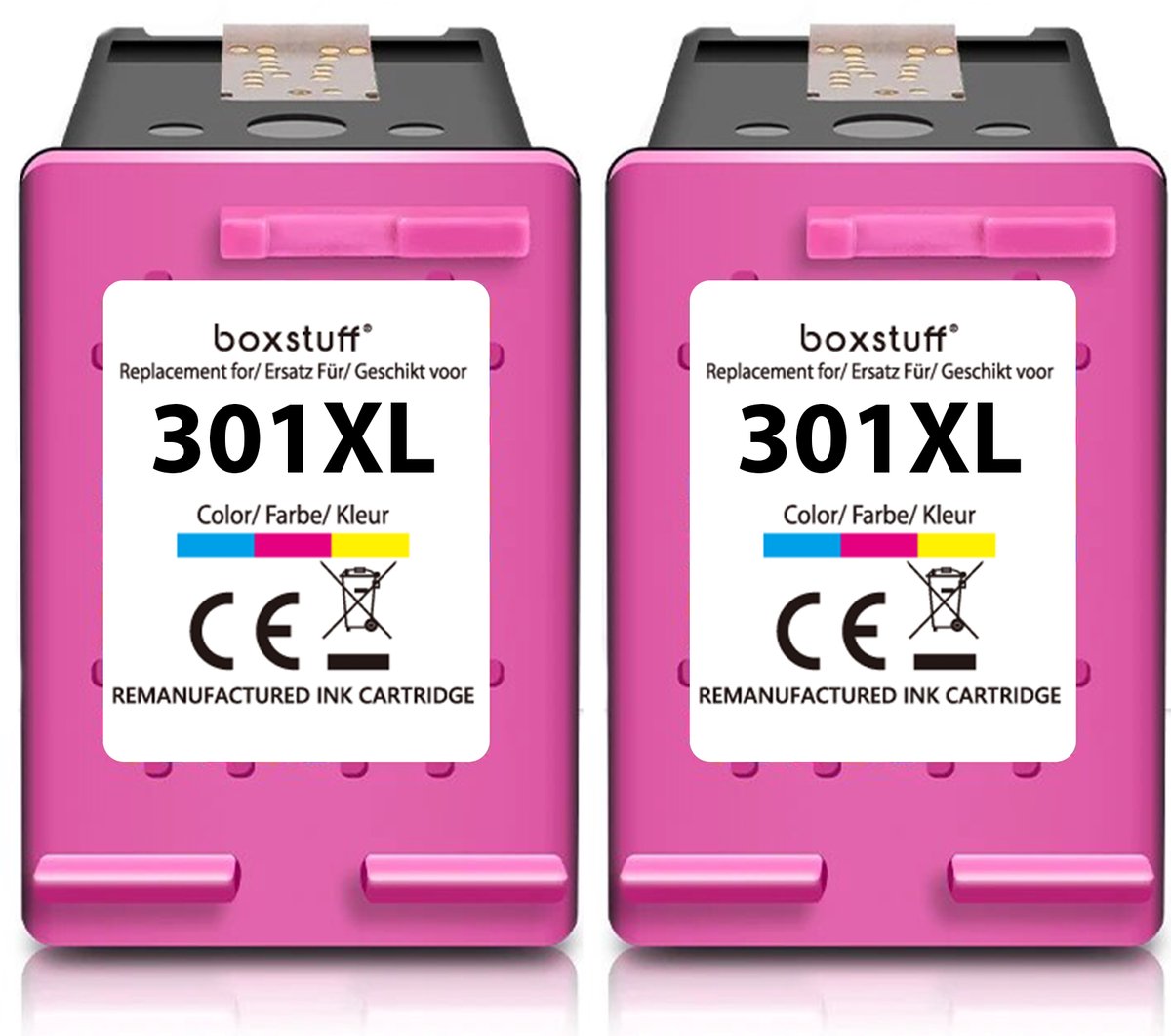 Boxstuff Inkt geschikt voor 301 XL - (CH563EE) Compatibel met HP 301 / 301XL - Inkt Cartridge 2-pack voor HP Deskjet 1000 / 2050 / 2549 / 3050a2 Envy 4500 / 4501 / 5530 / 5531 Officejet 4630 / 4631 / 4632 - Multipack Kleur