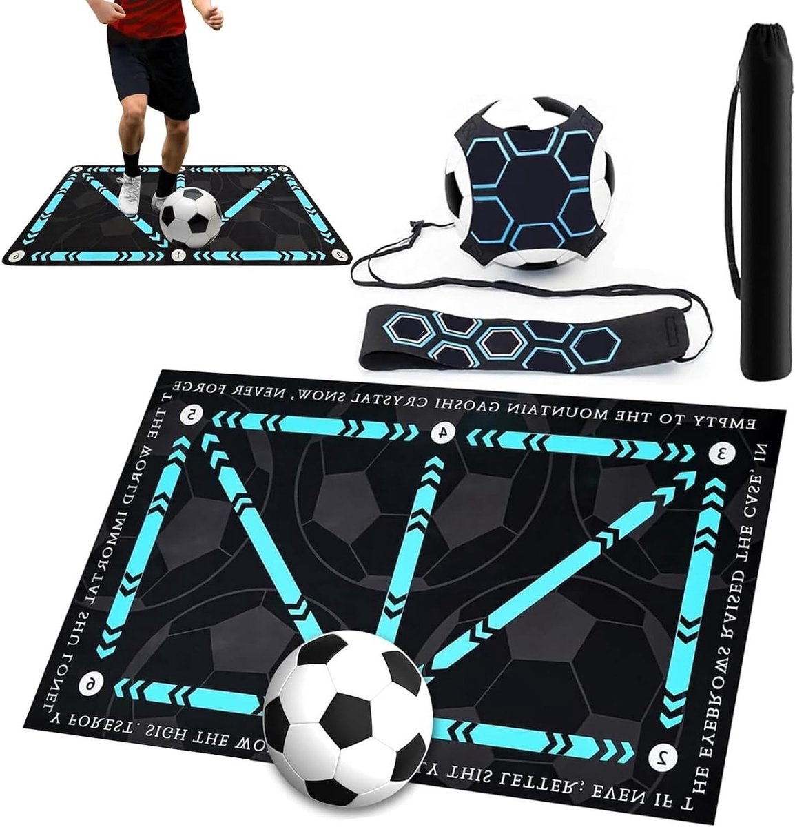 Voetbalmat voor Kinderen en Volwassenen 60 x 90 cm met Verstelbare Band en Draagtas, Antislip voor Balcontrole en Duurzaam Gebruik