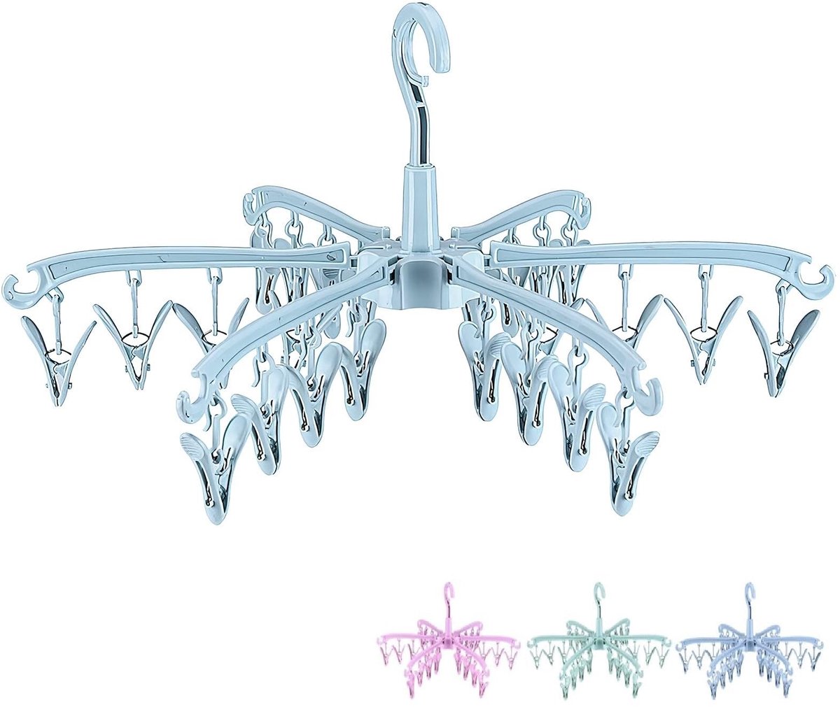 Dailygoods- Droogrek Klein - 24 Pinnen - Opvouwbaar - Duurzaam - Multi-Clip - Winddicht - Hoogwaardig PP-Kunststof - Waslijn