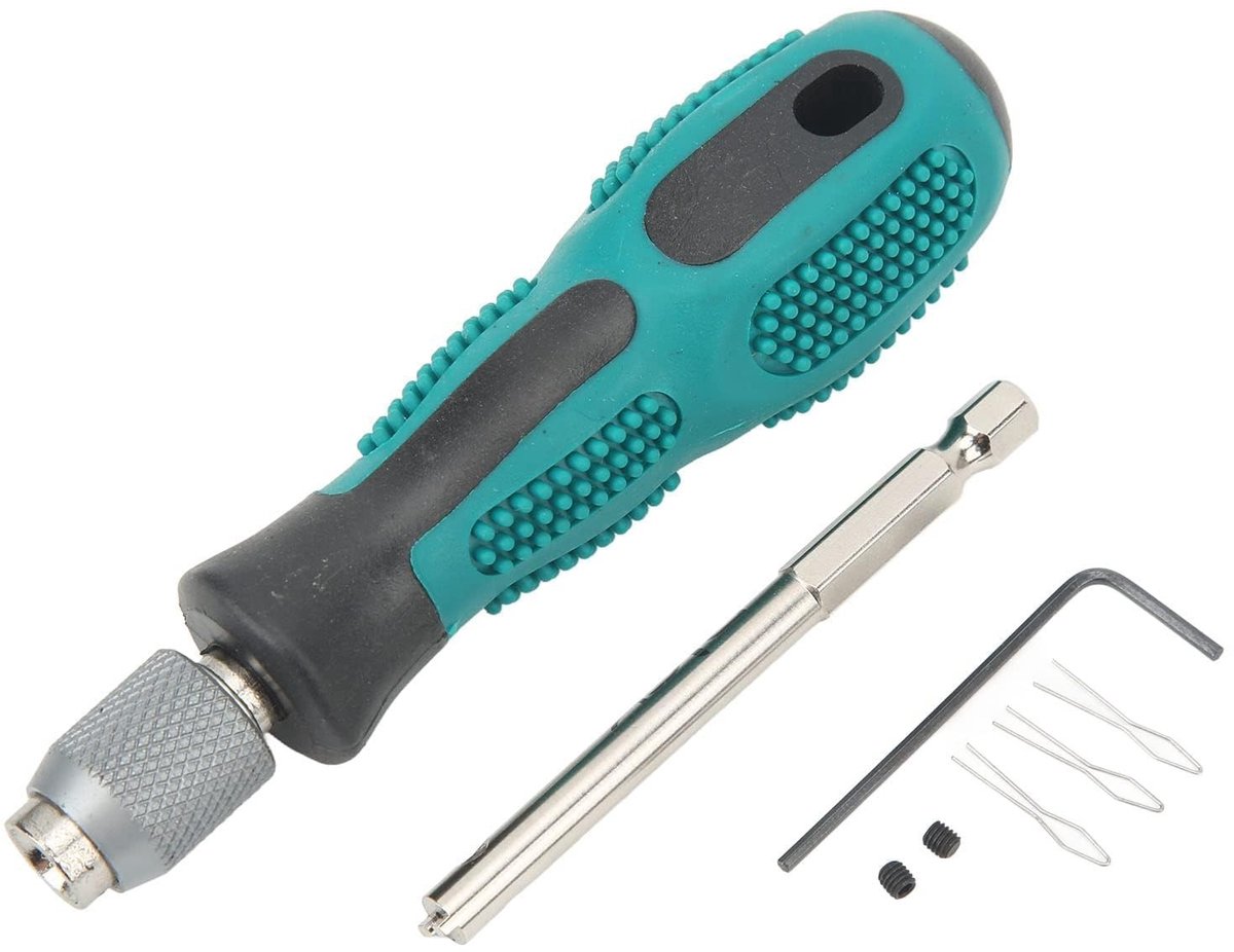Dailygoods- Spaaknippel Schroevendraaier Lichtgewicht - Fietsgereedschap - Roestvrij Staal - Velg Spaakkap Installatie - Draagbaar - Inclusief Vervangende Kop