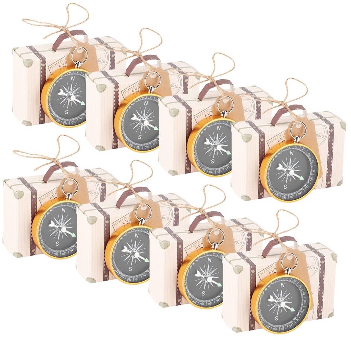 Dailygoods- Kompas Geschenkdose Set - 20 Stuks - Mini Koffer - Decoratieve Souvenirs - Bruiloft/Feest - Gouden Aluminiumlegering - Trouwbedankjes