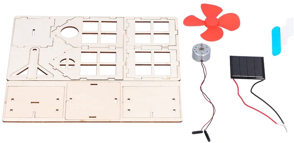 Dailygoods - Windmolen Houten Huis - Educatief Speelgoed - Interactieve Speelervaring - Zonne-energie Experiment - DIY Kids - Wetenschap Voor Kinderen