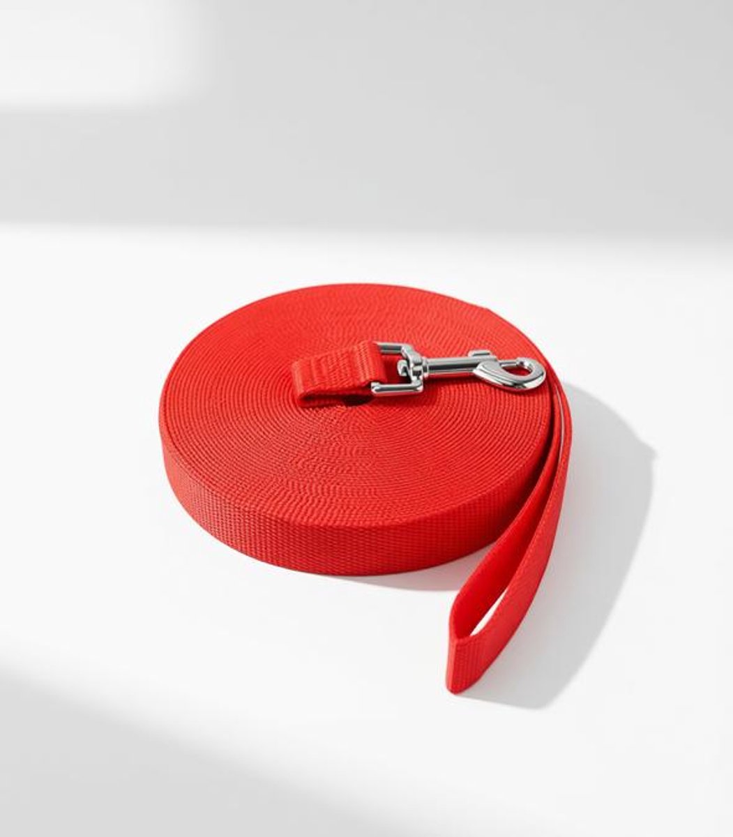 ElleMooi Lange hondenriem 15 meter - duurzaam nylon trainingslijn met draaibare clip - rood