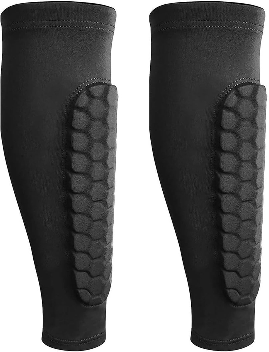 Dailygoods- Voetscheenbeschermers XL - 2 Stuks - Ademend Materiaal - Multisport - Zwart - Hoge Elasticiteit - Scheenbeschermers