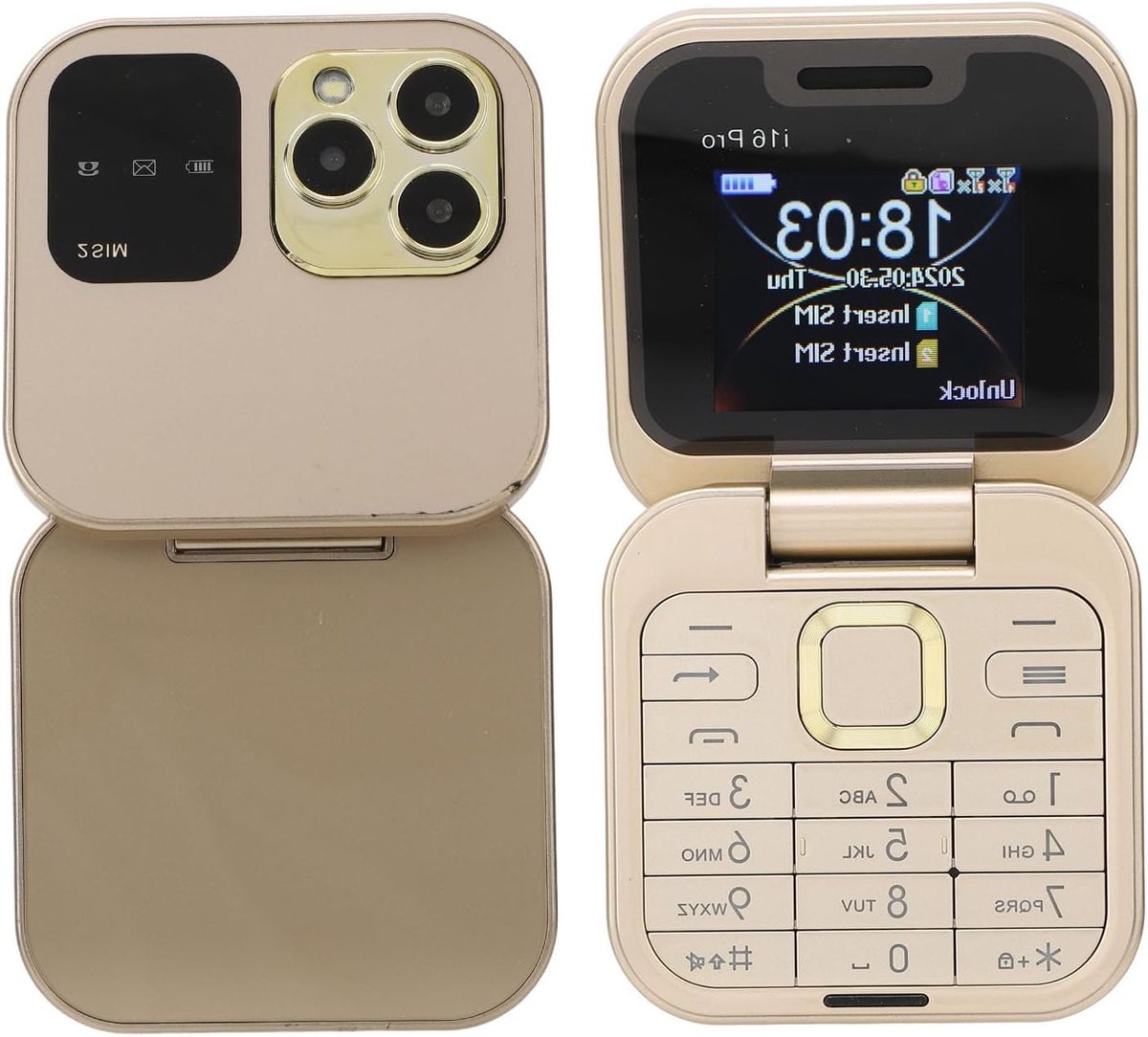 Mini 2G Flip Telefoon voor Ouderen met LED Zaklamp, HD Achtercamera, FM Radio en Snelkiezen - Compact en Gebruiksvriendelijk