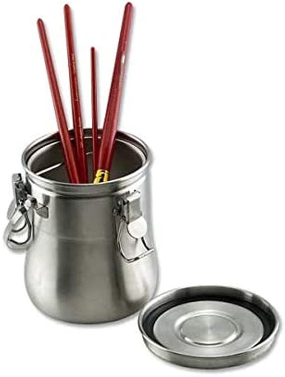 Dailygoods- Verfborstelwasmachine Roestvrij Staal - Luchtdicht - Zeef - Penseelreiniger - Aquarel/Acryl/Olieverf - Duurzaam en Lekvrij - Kwastenwasmachine
