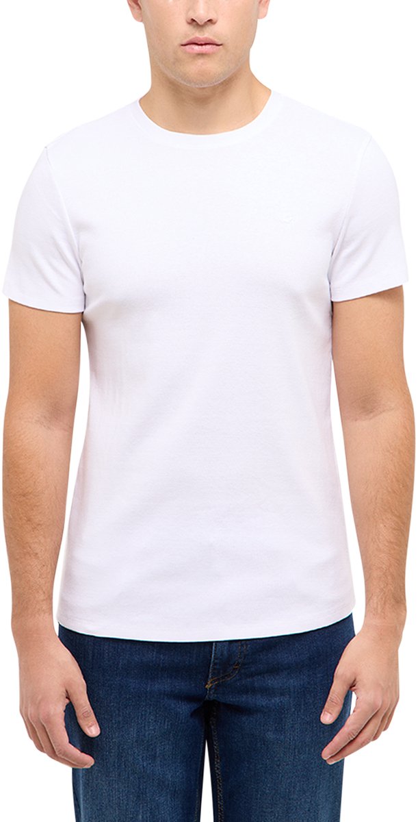 Mustang Heren T-Shirt slim fit Wit M Ronde Hals Volwassenen