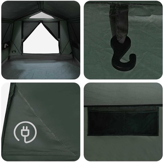 vidaXL - Tunneltent - met - dak - Legergroen - 10-persoons - Polyester - en - Staal van Vidaxl — afbeelding 4