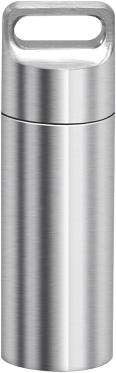 Draagbare Waterdichte Pillendoos, Dagelijkse Organizer voor Medicijnen, Ideaal voor Kamperen en Buitenactiviteiten (Zilver, 6.5*2cm)