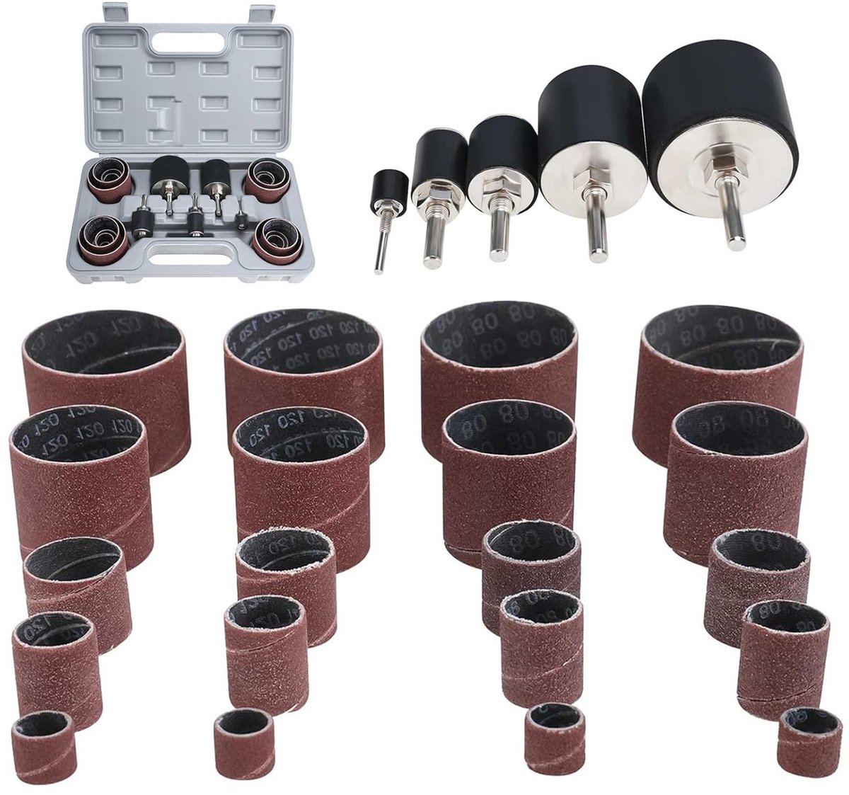 25 stks Schuurtrommel voor Boor Drum Sander Kit - Rubber Mouwen - Houtbewerking Boor Druk