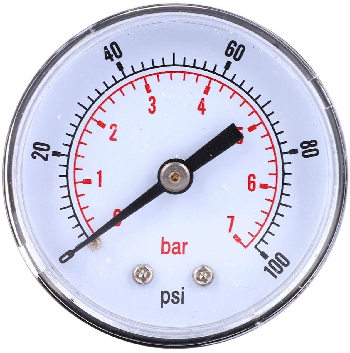 JHUBERS- Manometer 50 mm - Drukmeter voor Lucht/Water/Gas - NPT/ BSPT Montage - Corrosiebestendig - Nauwkeurige Meting - 0-100 PSI/0-7 Bar