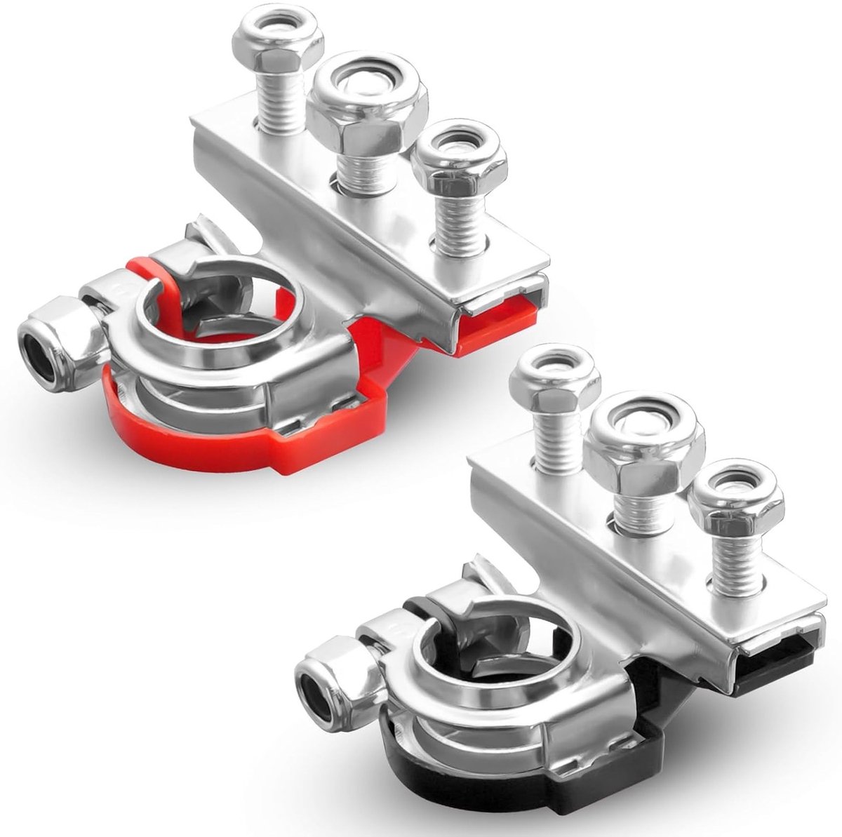 Batterijterminals voor auto's, vrachtwagens en boten - 2 x positieve en negatieve connectors met M8 bout voor 12V en 24V systemen