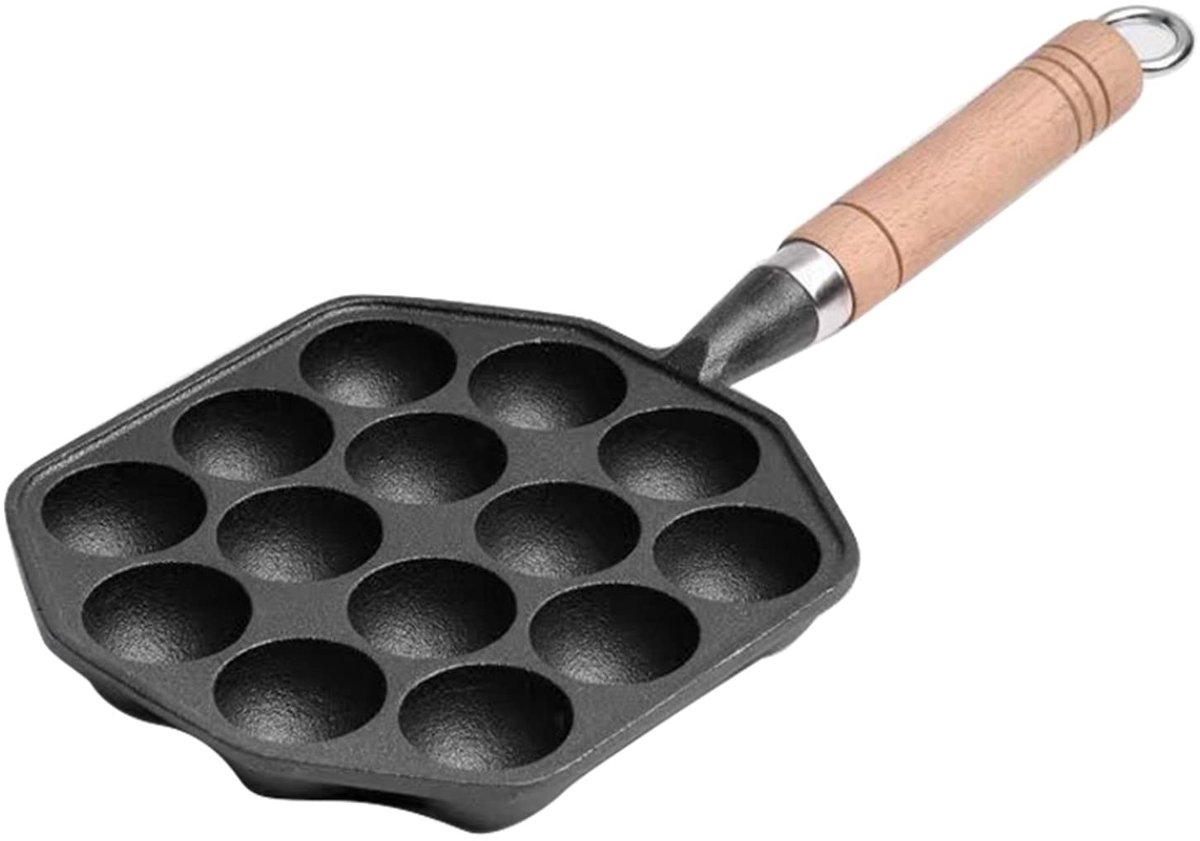 Dailygoods- Takoyaki Pan 14 Gaten - Gietijzeren Grillpan - Antislip Ontwerp - Duurzaam Materiaal - Makkelijk Schoon te Maken - Geschikt voor Pannenkoekenballen