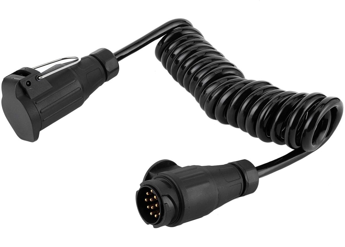 Dailygoods - Autoaanhangwagenadapterkabel - 13-polig - Waterdicht - Zwart - Aanhangerverlengkabel - Ideaal voor caravan en aanhangwagens