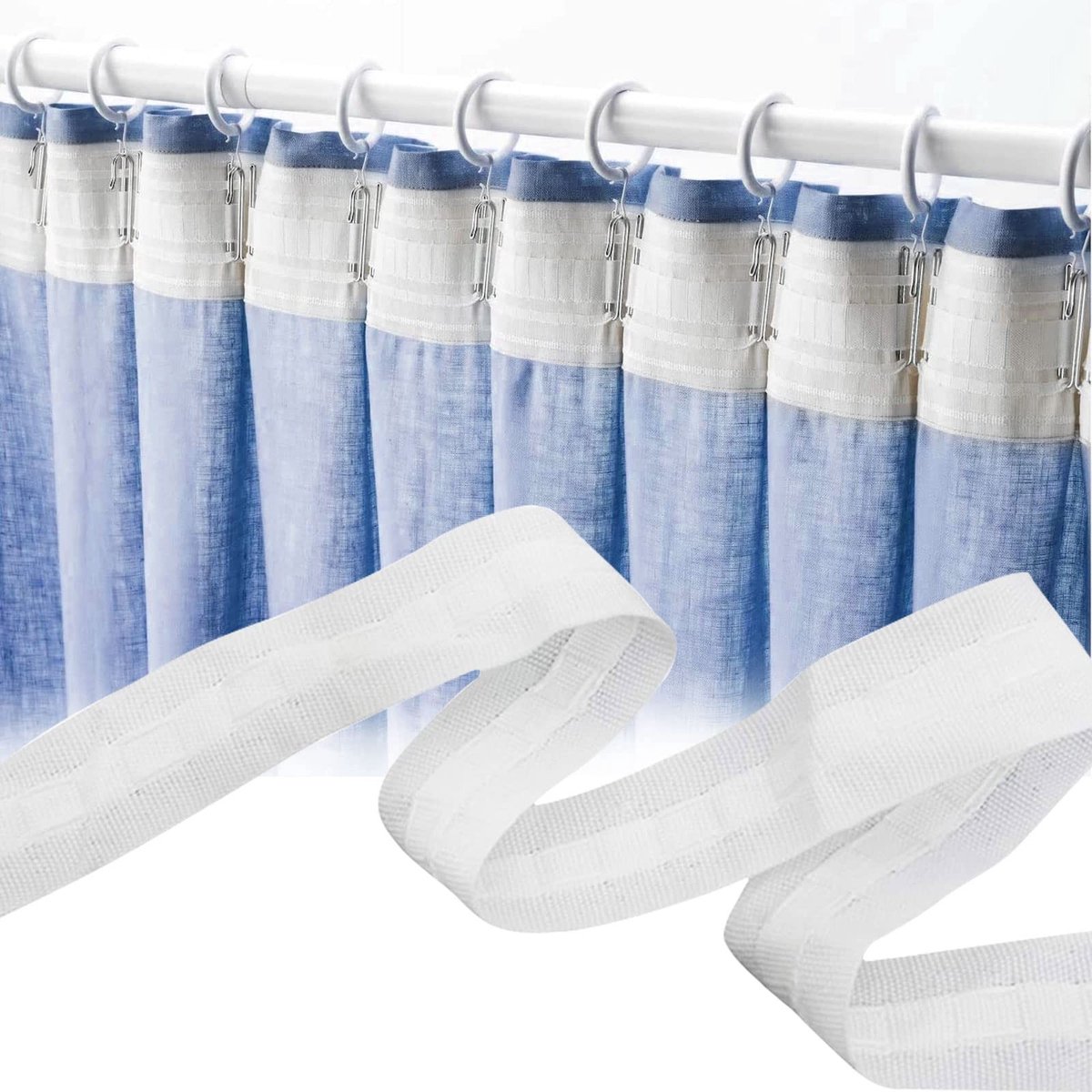 Dailygoods- Vouwband 30 m - Gordijnband - Plooiband - Polyester - Universele gordijnband - Geschikt voor haken
