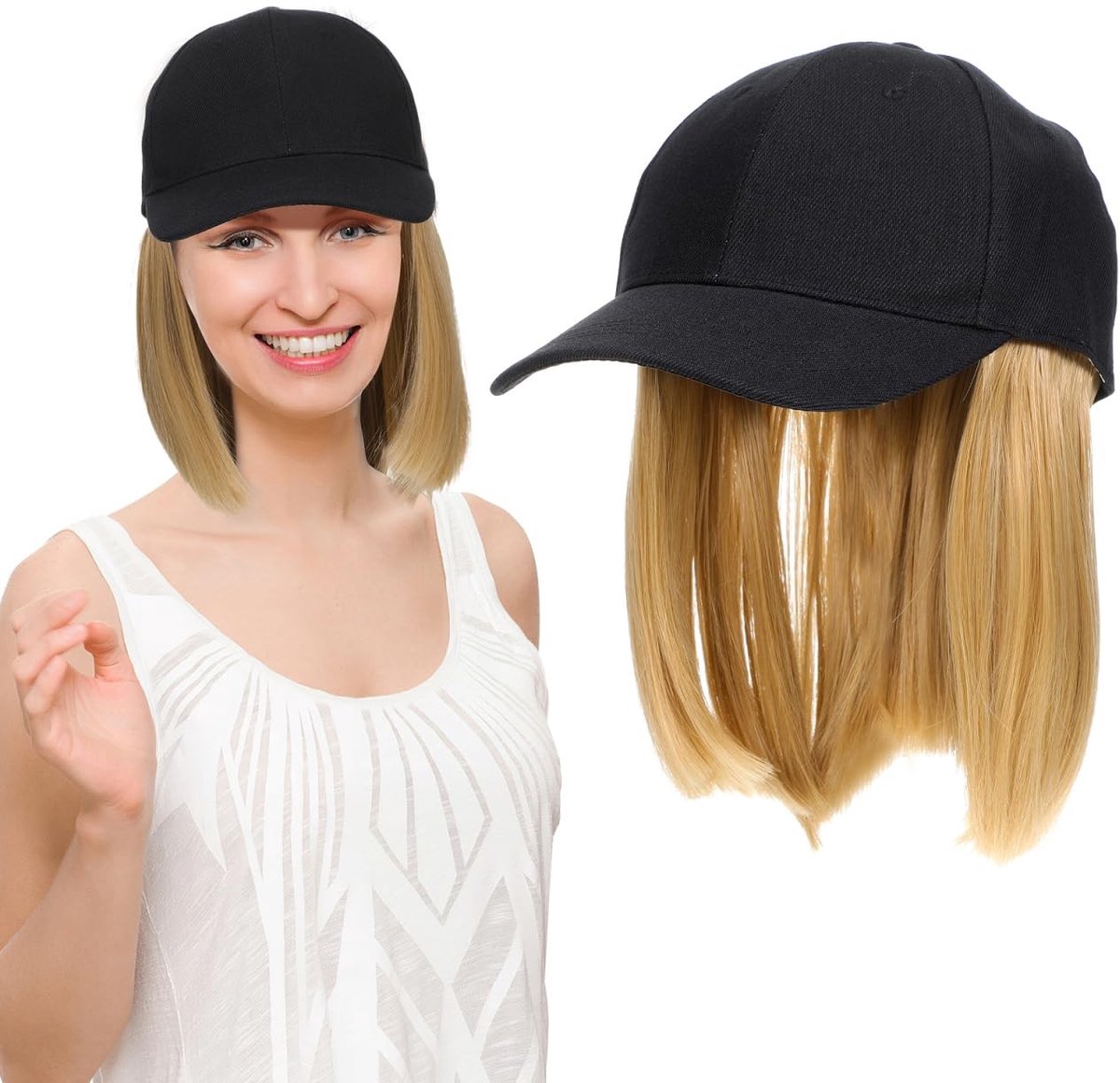 Dailygoods- Pruik Natuurlijk Uitzicht - Verstelbare Hoed - Haarverlenging - Dames - Hoge Temperatuur Draad - Modieus Design - Haarextensie