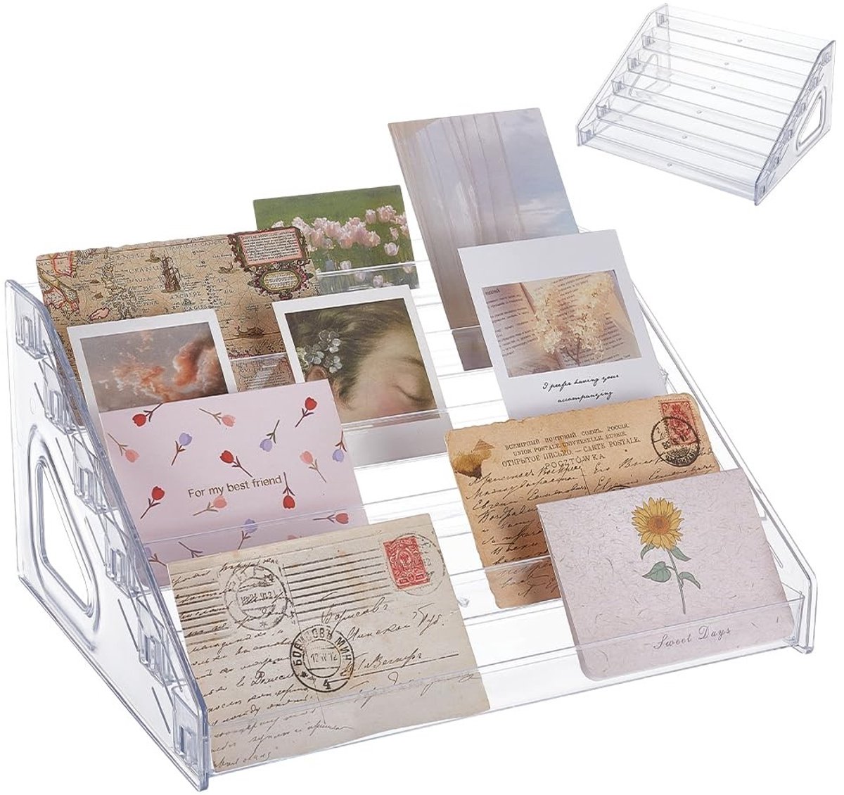 Dailygoods - Multifunctionele Transparante Plastic Verzamelkaart Display Stand voor 6 Niveaus