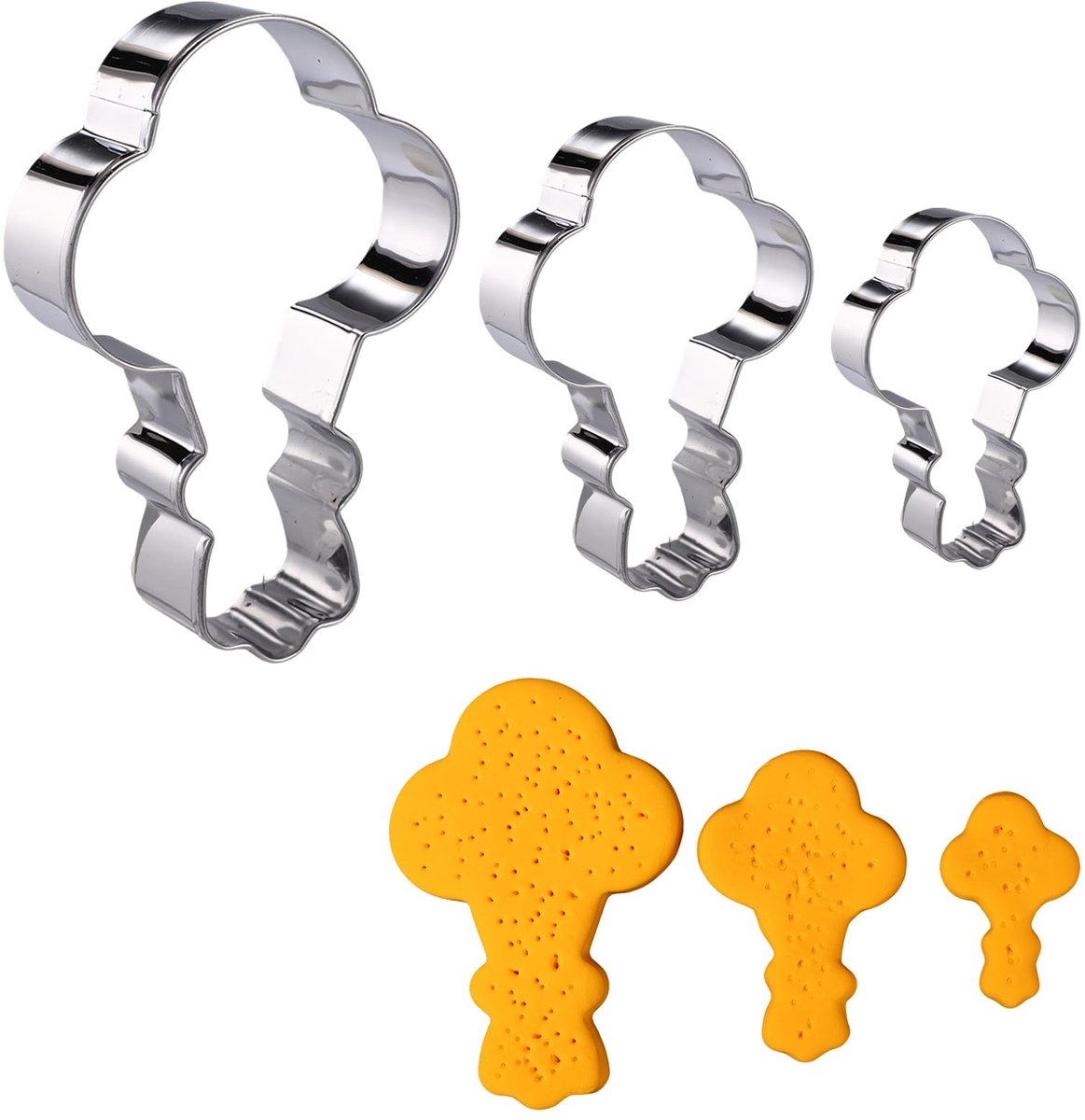 Dailygoods- Ballonkoekjesvormpjes 3 Stuks - Roestvrij Staal - Ballonvormige Bakvormpjes - Koekjes Snijders - 5,1/7,6/10,2 cm - Keukengerei voor Bakken - Koekjesvormpjes