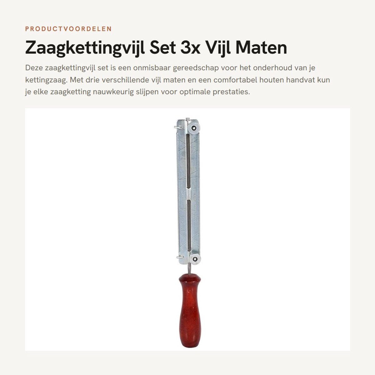 Dailygoods- Zaagkettingvijl set - 3x Vijl 4.0mm/4.8mm/5.5mm - Houten Handvat - Hoogwaardig Staal - Roestvrij - Duurzaam - Kettingzaagvijl