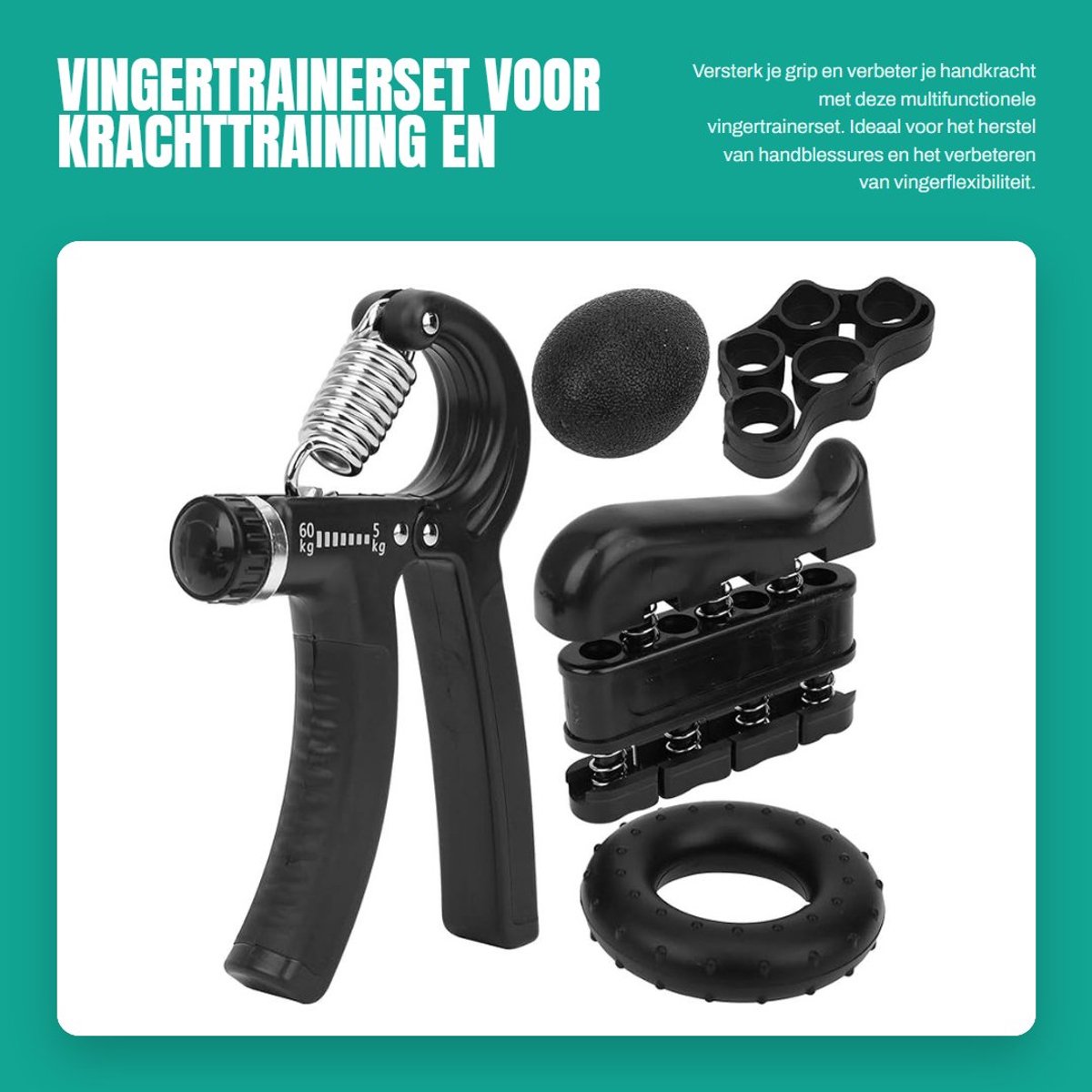 Dailygoods- Vingertrainerset Multifunctioneel - Handgreepversterker - Grijpkrachttrainer - Verstelbaar - Draagbaar - Verbeter handkracht - Handgreeptrainer