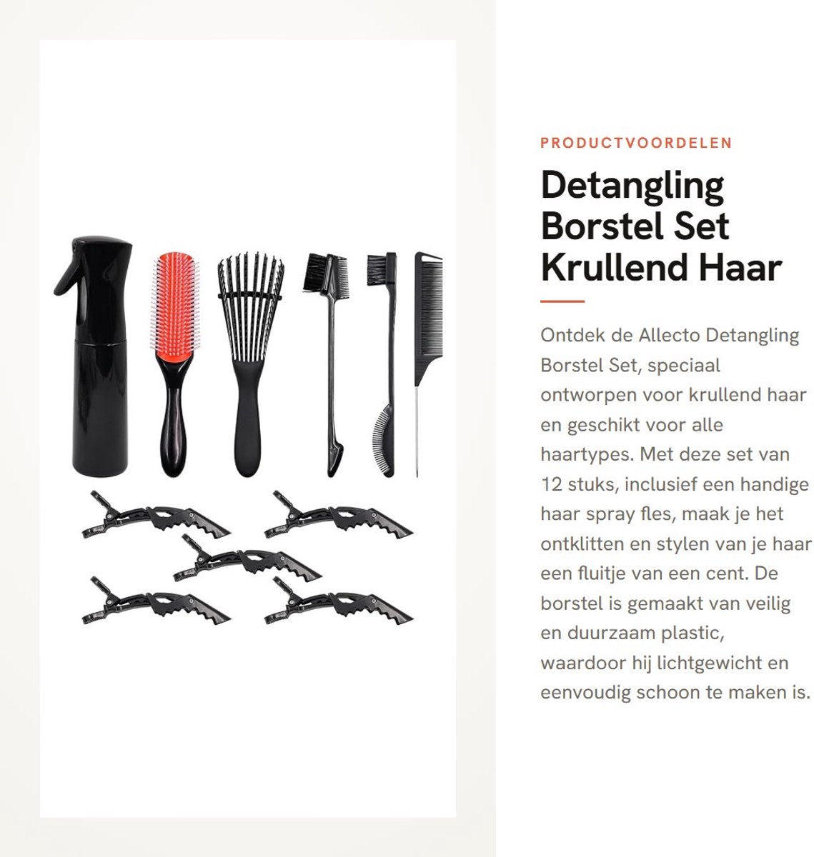 Dailygoods- Detangling Borstel Set - 12 Stuks - Geschikt voor Krullend Haar - Lichtgewicht - Duurzaam Plastic - Voor Alle Haartypes - Haarkam