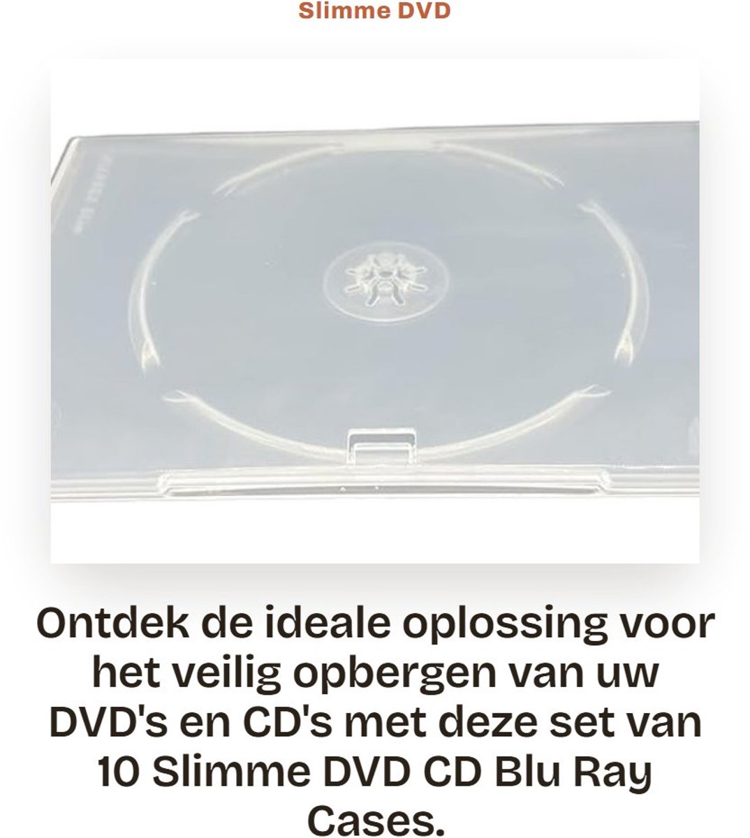 Dailygoods- DVD Case - Slank - Enkele DVD/CD/Bluray Hoes - Hoogwaardige Plastic - Duidelijke Buitenhoes - 190mm x 135mm