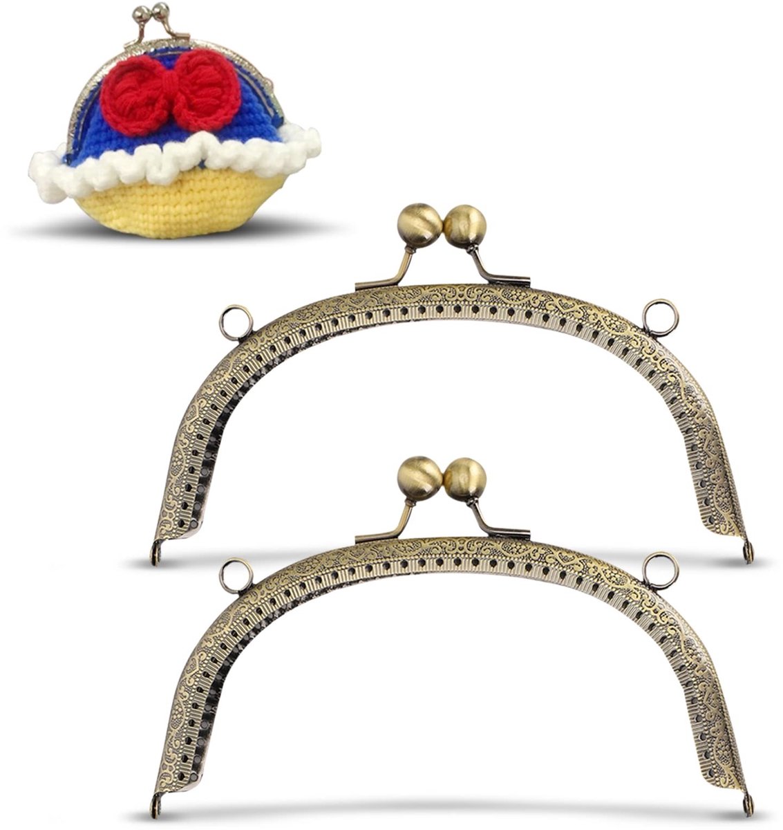 Dailygoods- Portemonnee Frame - Retro Kussluiting - 2 Stuks - Hoogwaardig Ijzermateriaal - Lichtgewicht - 16,5 cm - Perfect voor Doe-Het-Zelf - Portemonnee Sluiting