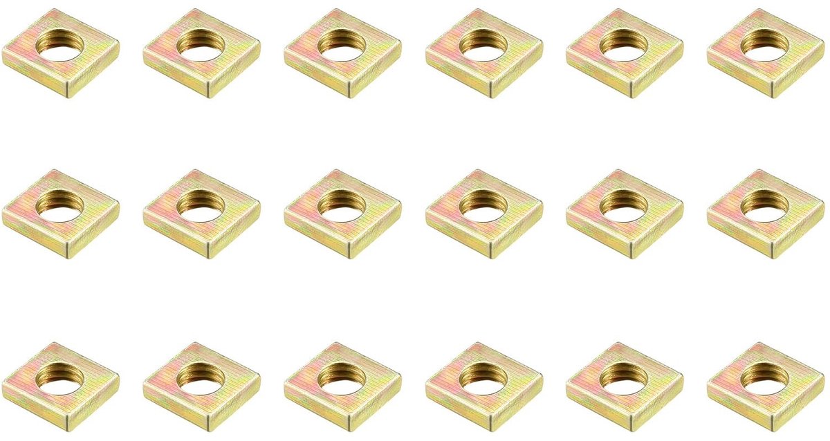 Dailygoods - Vierkante Moeren M6 van Koolstofstaal, 50 Stuks voor Bevestigingen