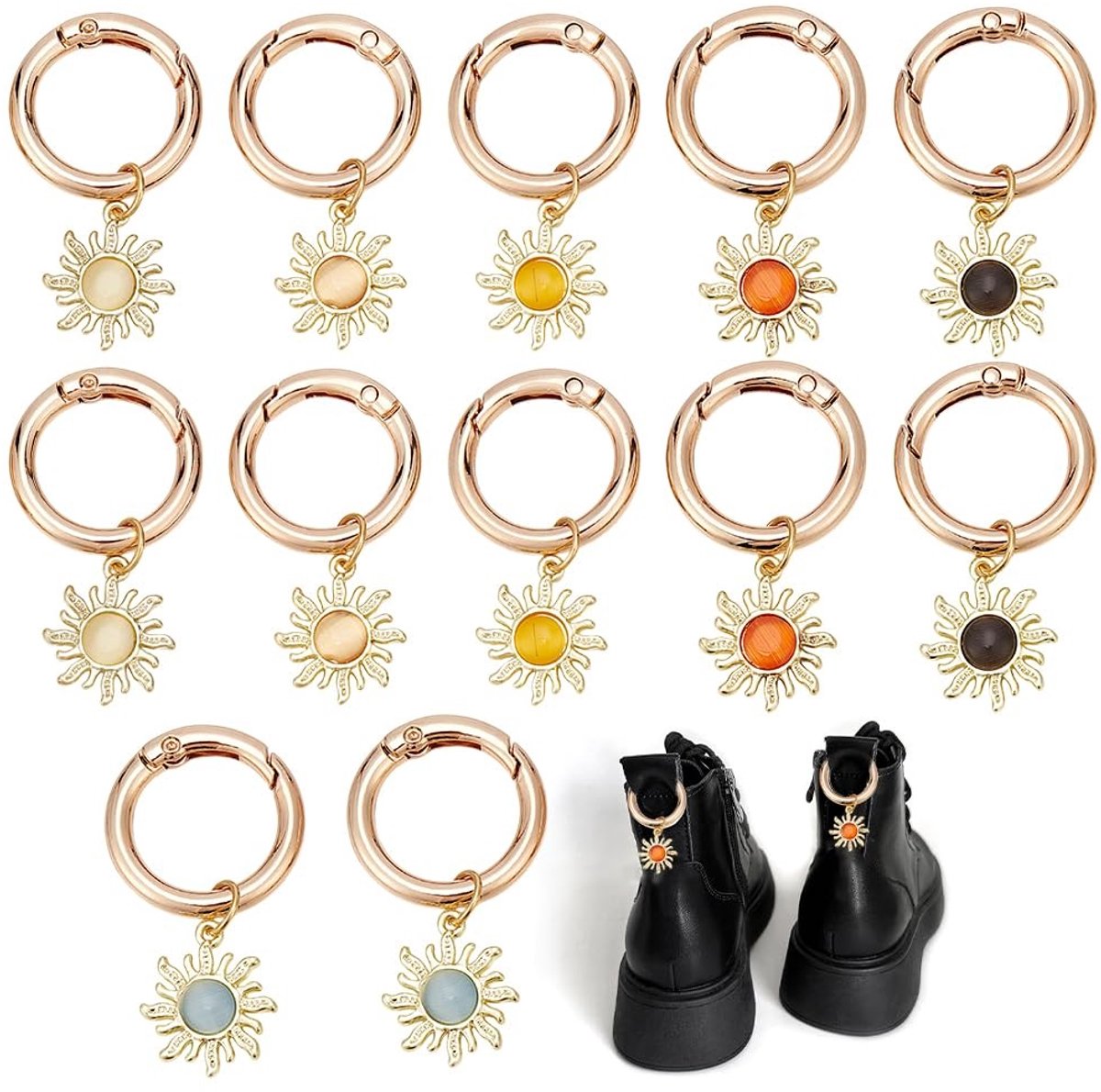 Dailygoods- Schoenen Charms 12 Stuks - Zonvormige Hanger - Legering