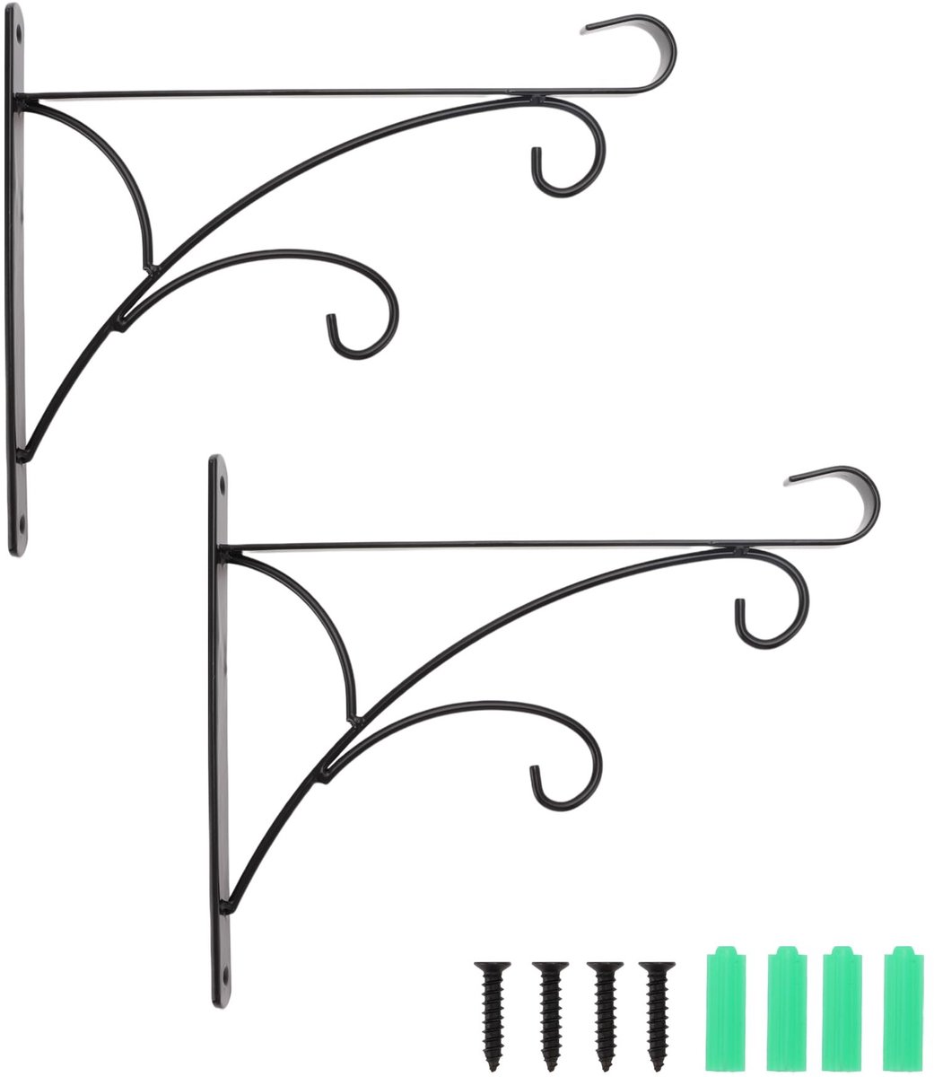 Dailygoods - Plantenhangers - IJzeren Haken - Minimalistisch Design - Zwart - Robuuste Kwaliteit - Geschikt voor Binnen en Buiten - 11,8 Inch