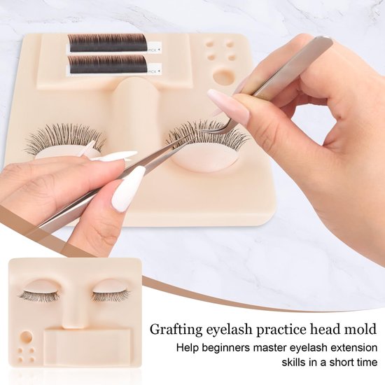 Dailygoods- Oefengezicht Siliconen - Wasbaar - Oefenhoofd Wimperverlenging - Lichtgewicht - 2 Stuks - 28 x 21 x 3,8 cm - Mannequin Hoofd van Dailygoods — afbeelding 4