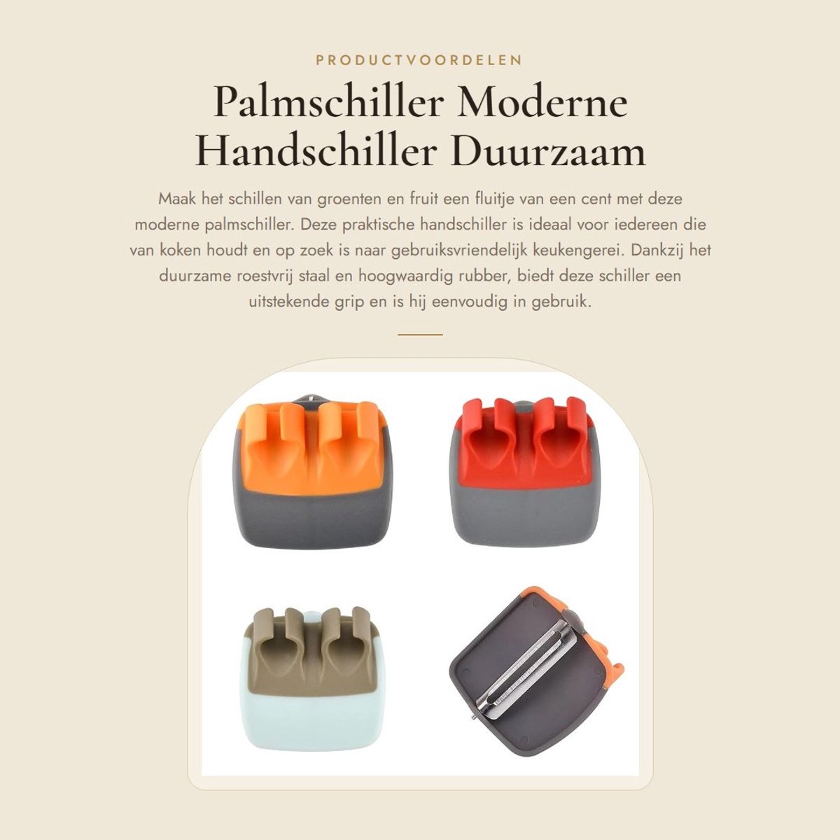 Dailygoods - Palmschiller - Moderne Handschiller - Duurzaam en gebruiksvriendelijk - Staalkleur - Keukengerei - Ideaal voor groenten en fruit - Compac...
