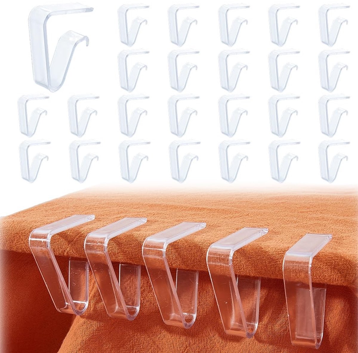 Dailygoods- Tafelkleed Clips 64 Stuks - Winddichte Tafelkleedhouders - Transparante Clips - Voor Binnen/Buiten - Sterk Gripontwerp - Duurzaam Plastic - Tafelkleed Houders