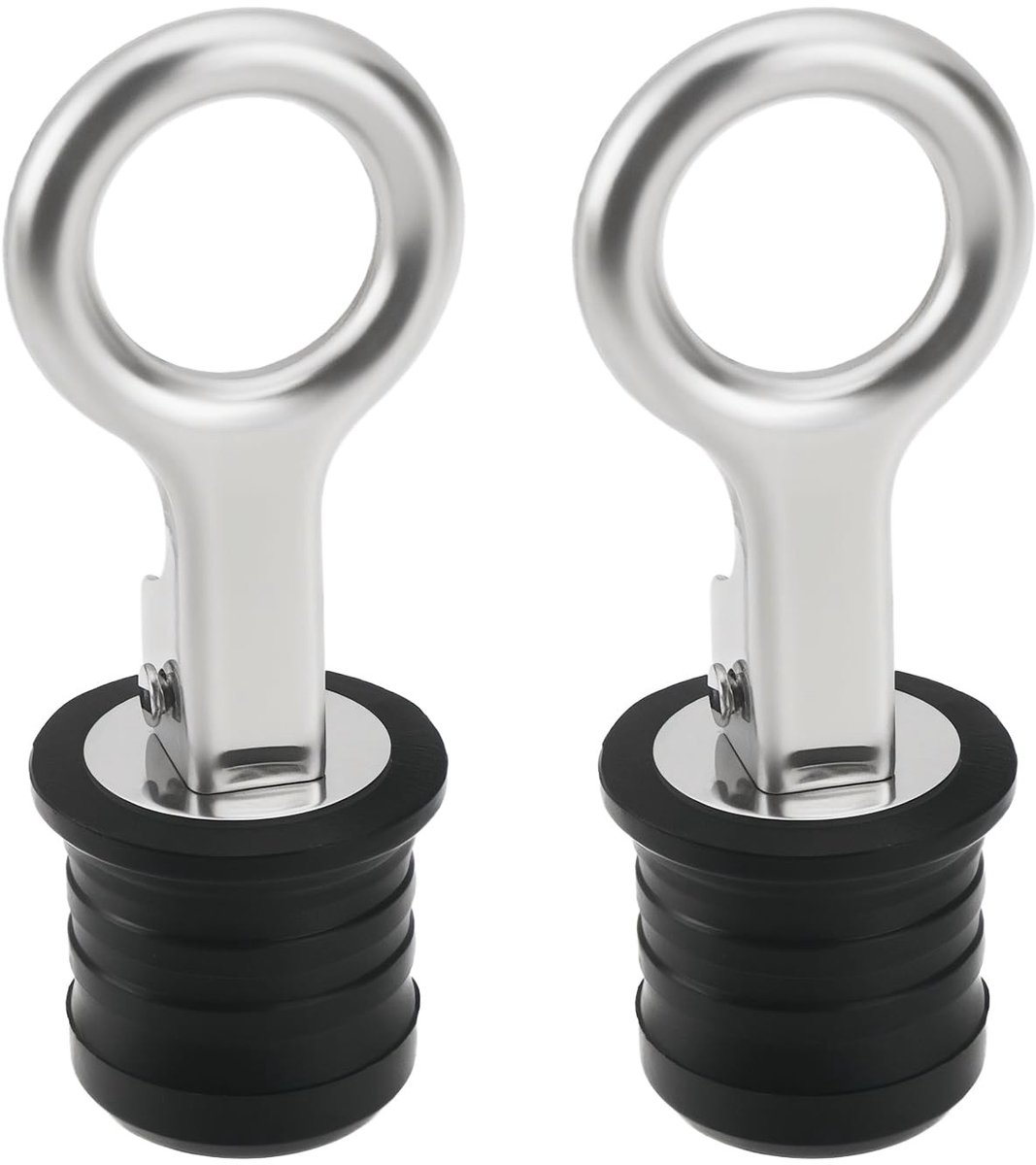 Dailygoods- Afvoerplug - 2 Stuks - Geschikt voor 32 mm Gat - Rubber/304 Roestvrij Staal - Bootafvoerplug - Eenvoudig te Installeren - Goede Afdichting