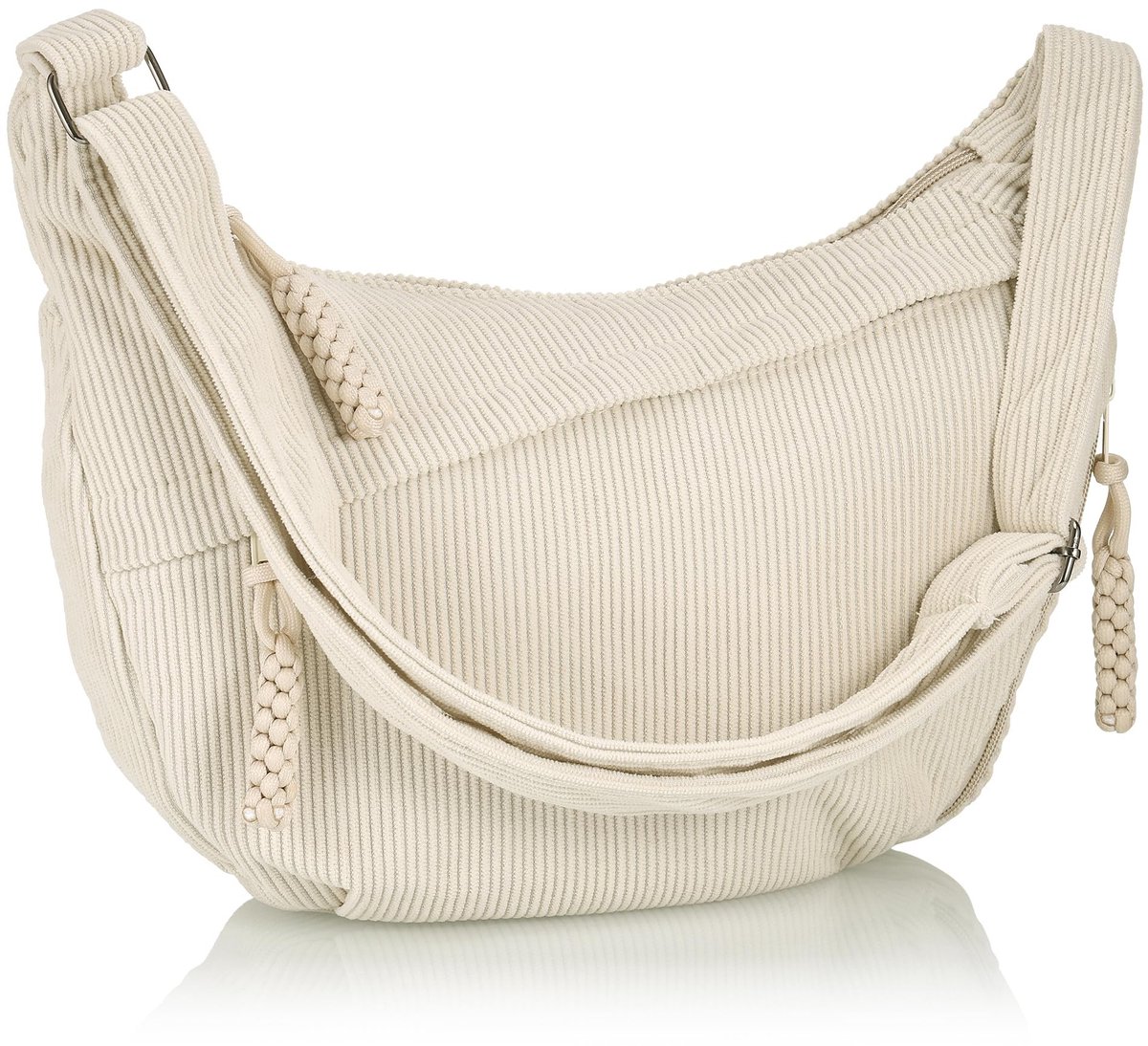 Dailygoods- Crossbody Bag Dames - Corduroy - Verstelbare Schouderband - Halve Maan Vorm - 35 x 25 x 7 cm - Duurzaam Materiaal - Schoudertas