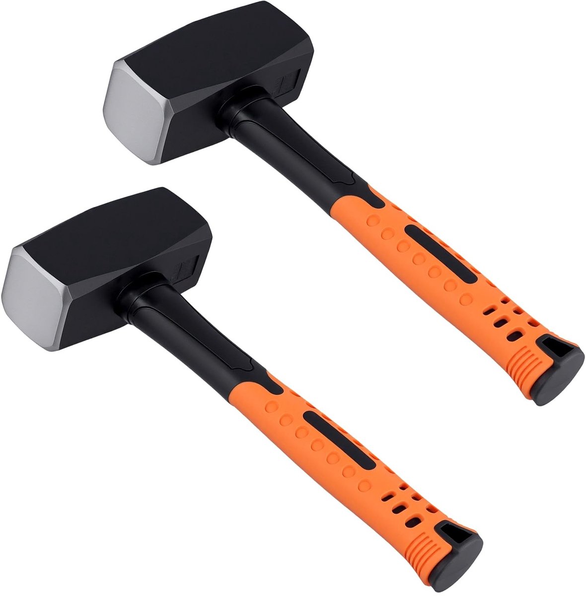 Dailygoods- Voorhamer 2 kg - Set van 2 - 28 cm lengte - Ergonomische handgreep - 45# koolstofstaal - Zwart/geel kleur - Sloophamer