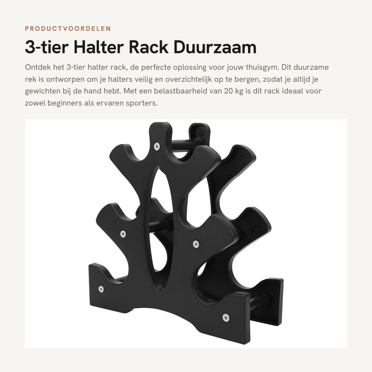 Dailygoods- Halter Rack - Duurzaam Ondersteuningsframe - 20kg Capaciteit - Ruimtebesparend Ontwerp - Drielaags Organizer - Eenvoudige Installatie - Dumbbell Rack