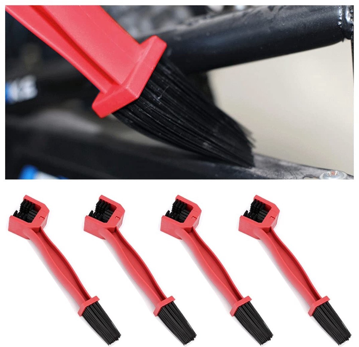 Dailygoods- Kettingreinigingsborstel - Onderhoudsgereedschap voor kettingschakels - Hoofdborstel voor snelle reiniging - Staartborstel voor stofverwijdering - Universeel geschikt voor alle auto's - Materiaal: polypropyleen - Reinigingsborstel